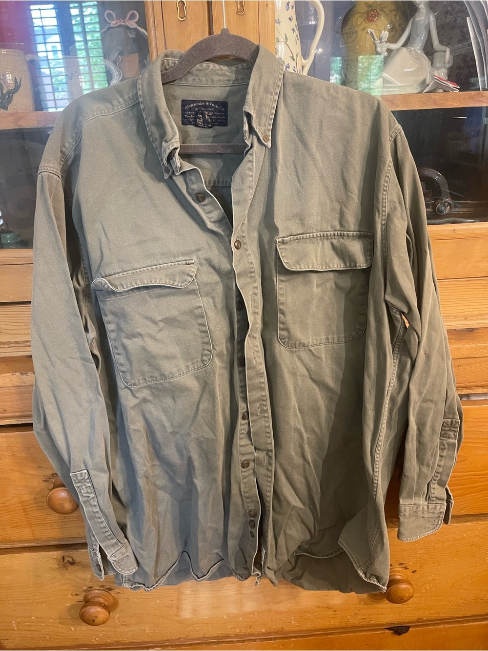 Abercrombie & Fitch Olive Green Casual Button-Down Shirt